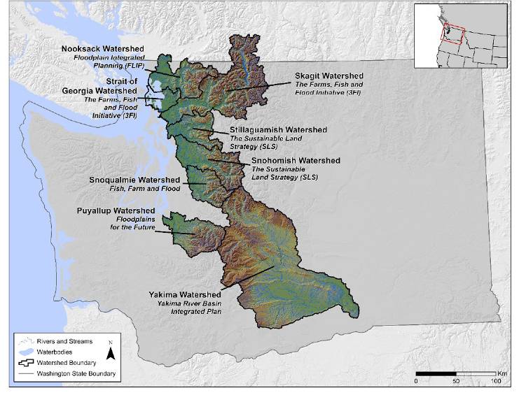 Map highlighting geographic areas covered in the synthesis report. 